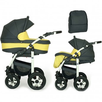 Коляска детская VERDI Babies Arcoo 2в1 цвет 2 (черный с жёлтым) черная рама Коляска детская VERDI Babies Arcoo 2в1 цвет 2 (черный с жёлтым) черная рама