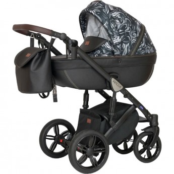 Коляска VERDI Babies Mocca 3 в 1, черный с абстракцией черно-белыми волнами Коляска VERDI Babies Mocca 3 в 1, черный с абстракцией черно-белыми волнами