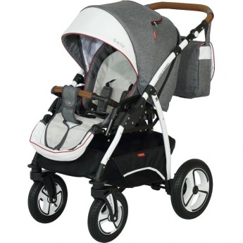 Коляска VERDI Bello, бело-серый с красной окантовкой Коляска VERDI Bello, бело-серый с красной окантовкой