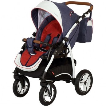 Коляска VERDI Bello, бело-синий с красной окантовкой Коляска VERDI Bello, бело-синий с красной окантовкой