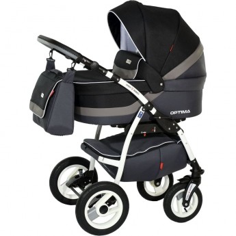 Коляска VERDI Optima 3 в 1, черный с серым и серая полоса Коляска VERDI Optima 3 в 1, черный с серым и серая полоса