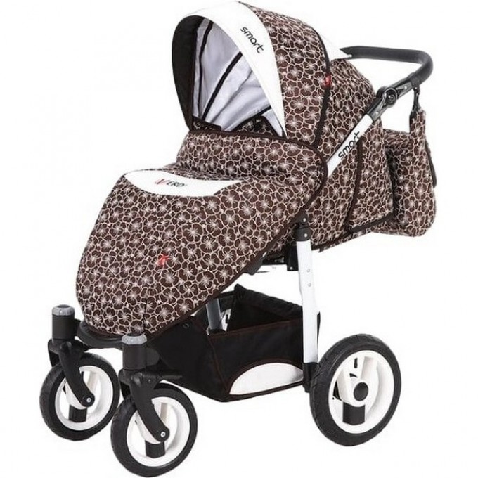 Коляска VERDI Smart 3 в 1, коричневая с белым узором 2790000050539