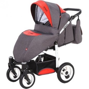 Коляска VERDI Smart 3 в 1, серая с красной вставкой Коляска VERDI Smart 3 в 1, серая с красной вставкой