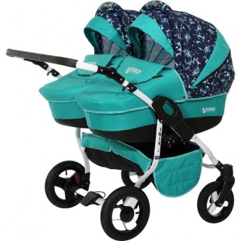 Коляска VERDI Twin 2 в 1, бирюзовый с темной абстракцией Коляска VERDI Twin 2 в 1, бирюзовый с темной абстракцией