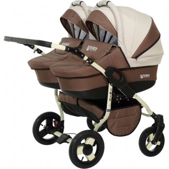 Коляска VERDI Twin 2 в 1, коричневая с светло бежевым Коляска VERDI Twin 2 в 1, коричневая с светло бежевым