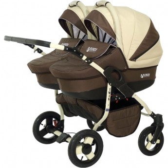 Коляска VERDI Twin 2 в 1, коричневая с светло молочным Коляска VERDI Twin 2 в 1, коричневая с светло молочным