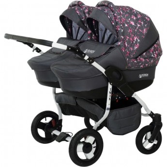 Коляска VERDI Twin 2 в 1, серая с цветной абстракцией Коляска VERDI Twin 2 в 1, серая с цветной абстракцией