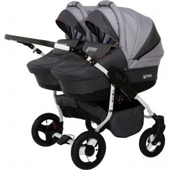 Коляска VERDI Twin 2 в 1, серая с светло серым Коляска VERDI Twin 2 в 1, серая с светло серым