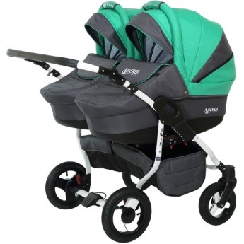 Коляска VERDI Twin 2 в 1, серый с бирюзовым Коляска VERDI Twin 2 в 1, серый с бирюзовым
