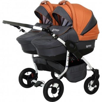 Коляска VERDI Twin 2 в 1, серый с оранжевым Коляска VERDI Twin 2 в 1, серый с оранжевым