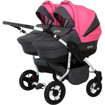 Коляска VERDI Twin 2 в 1, серый с розовым Коляска VERDI Twin 2 в 1, серый с розовым